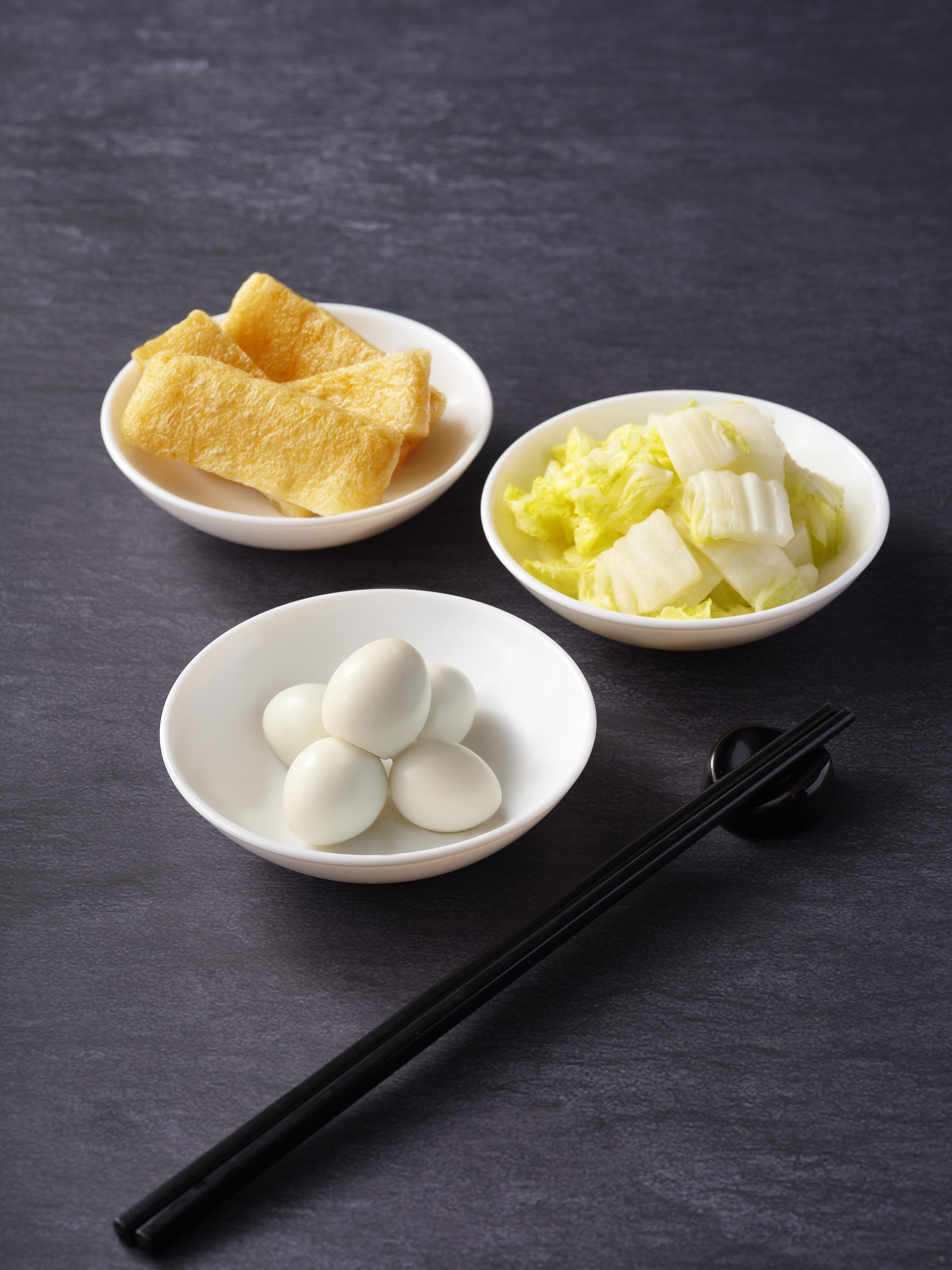 「油揚」($6)、「鵪鶉蛋」($11)、「京白菜」($6)