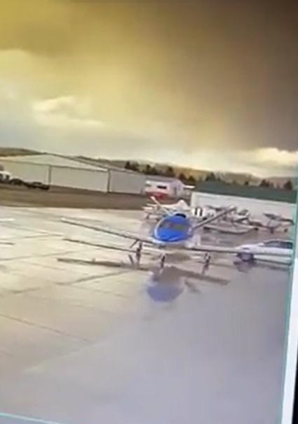 Tesla Model Y撞向私人飛機。(Twitter)