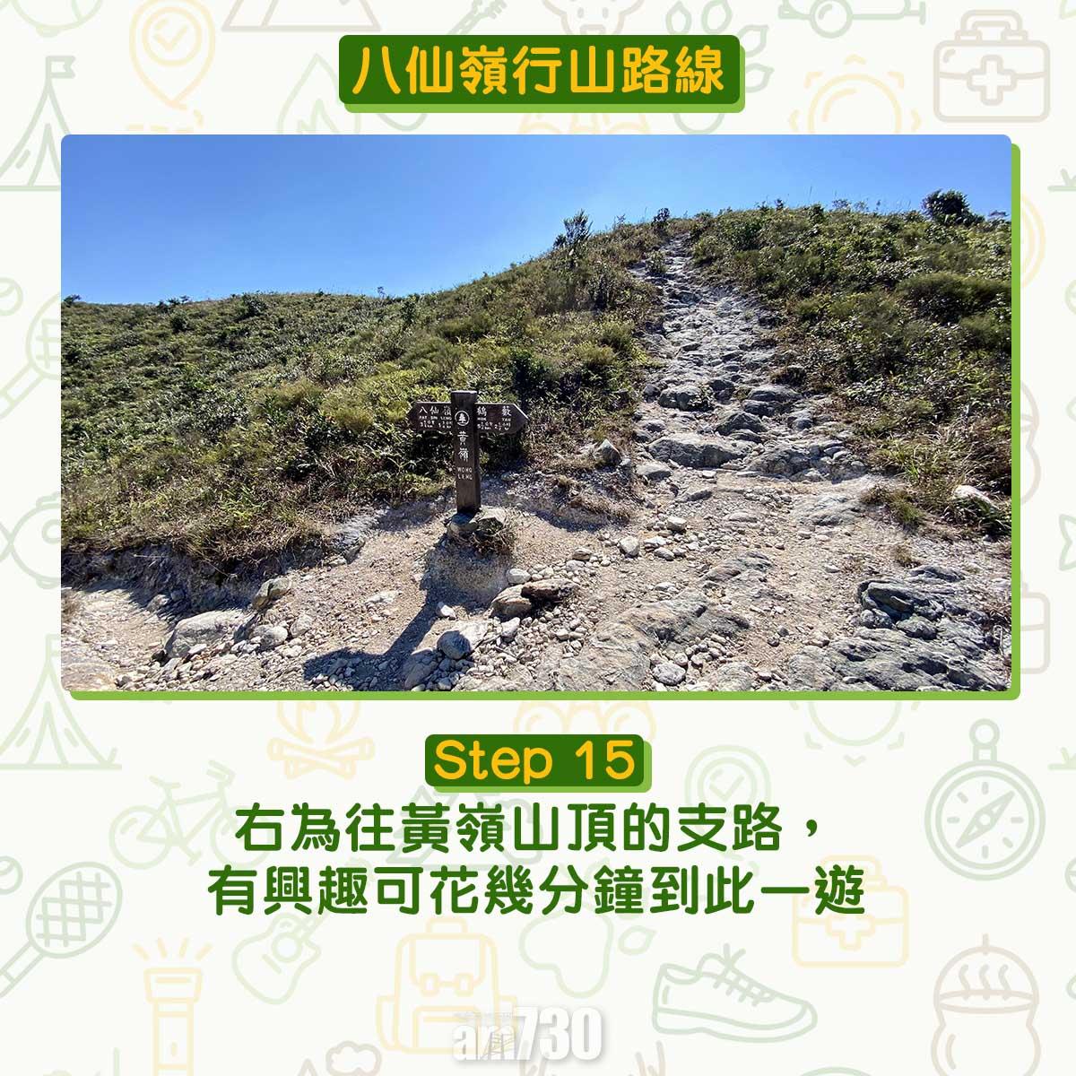 八仙嶺行山路線|右為往黃嶺山頂的支路,有興趣可花幾分鐘到此一遊。