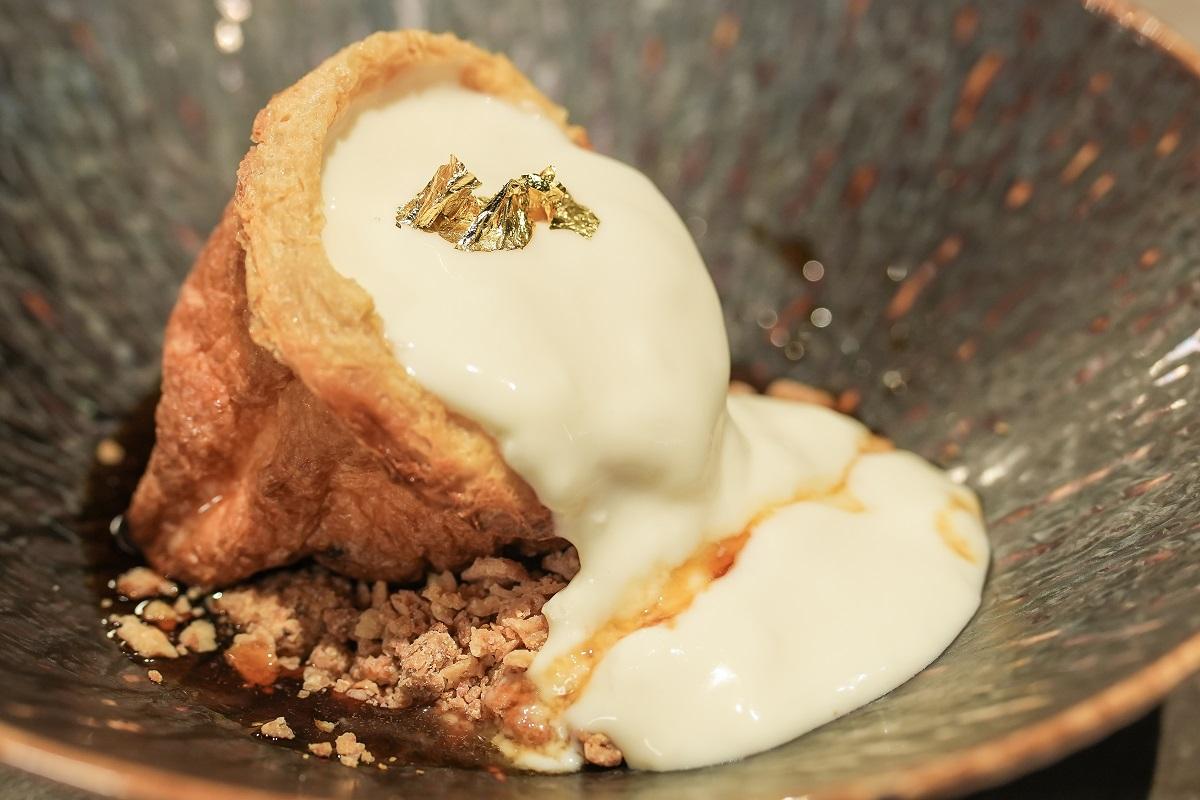 用日本禮袋作為靈感的日本豆乳奶凍配醬油黑糖漿