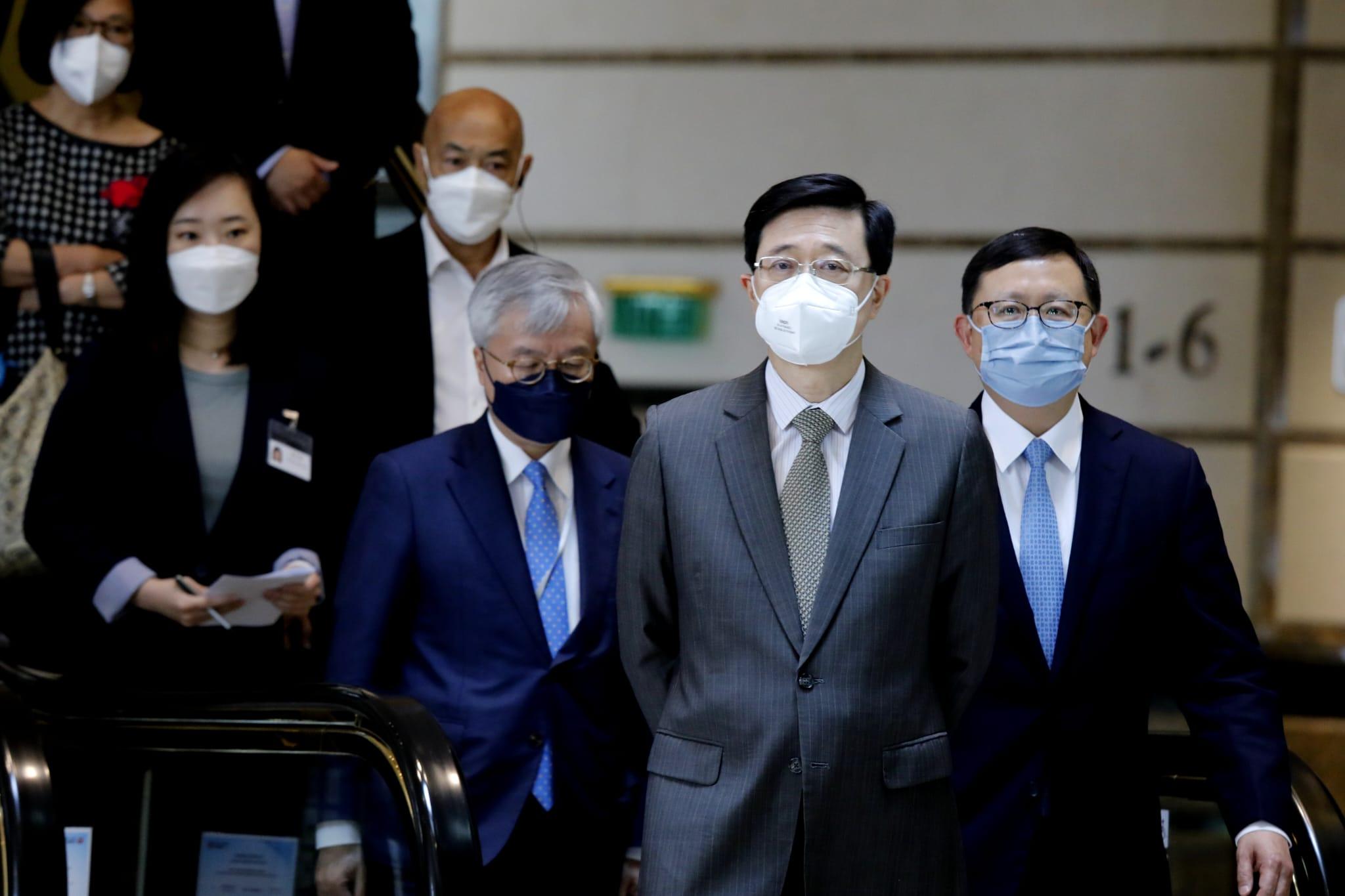 李家超上午與會計界及法律界選委進行網上交流會後見傳媒