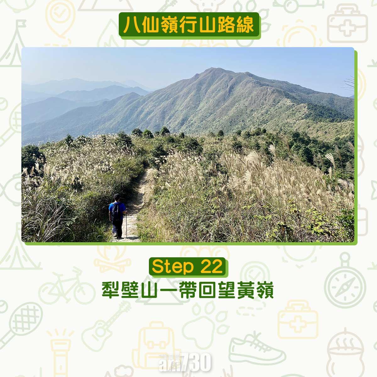 八仙嶺行山路線|犁壁山一帶回望黃嶺。