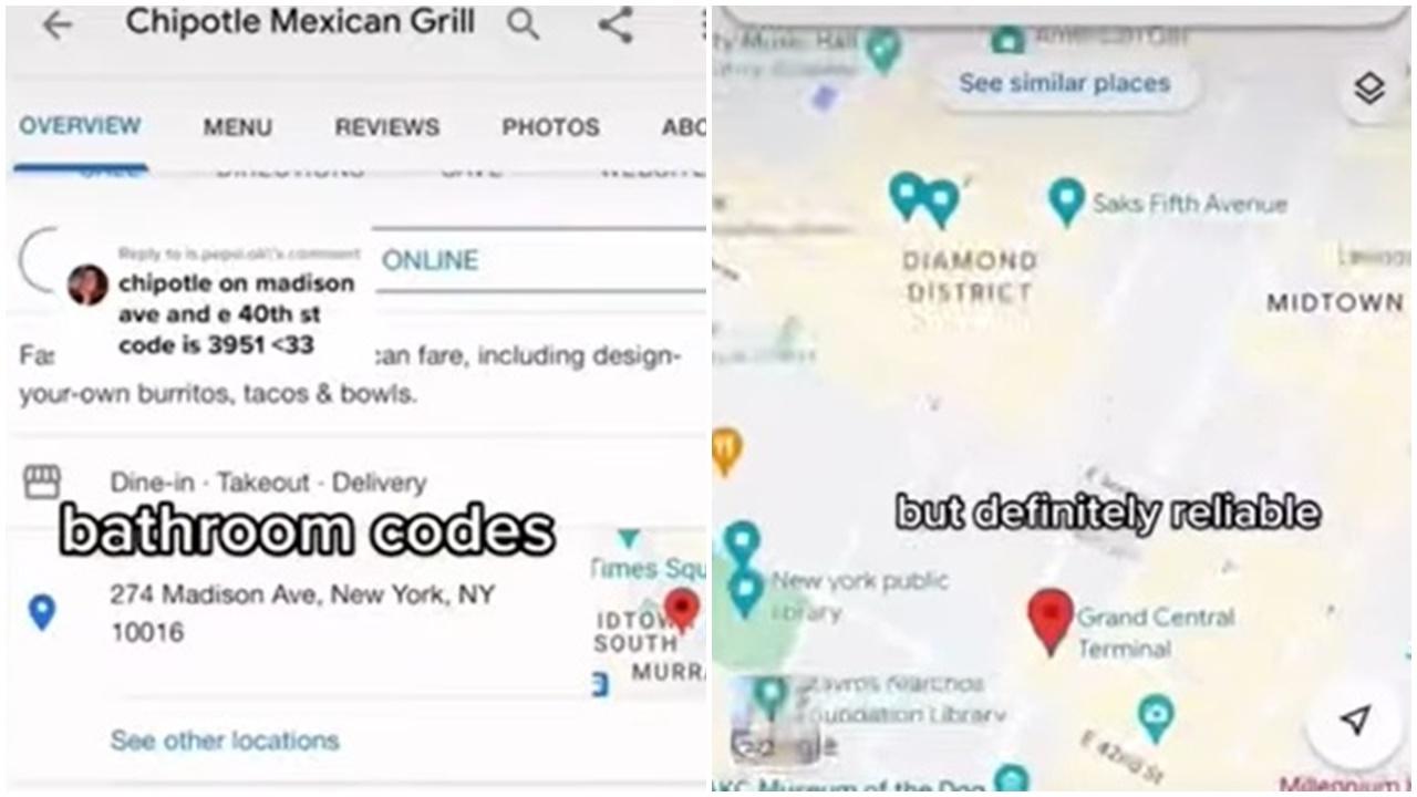 Teddy Siegel會「分享」一切客戶專用廁所的訪問碼,還在Google地圖列出地點。(YouTube)