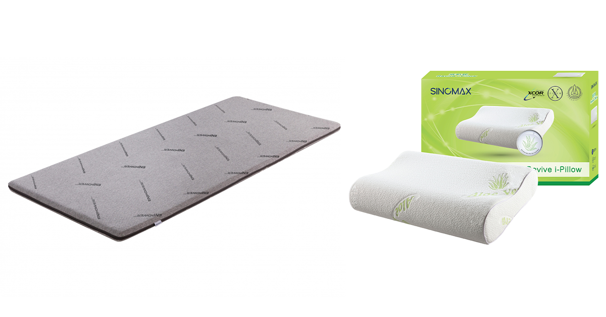SINOMAX銀離子抗菌床墊 (36”x72”/36”x75”) + 活肌枕 特價:$2,000(總值:$3,198)