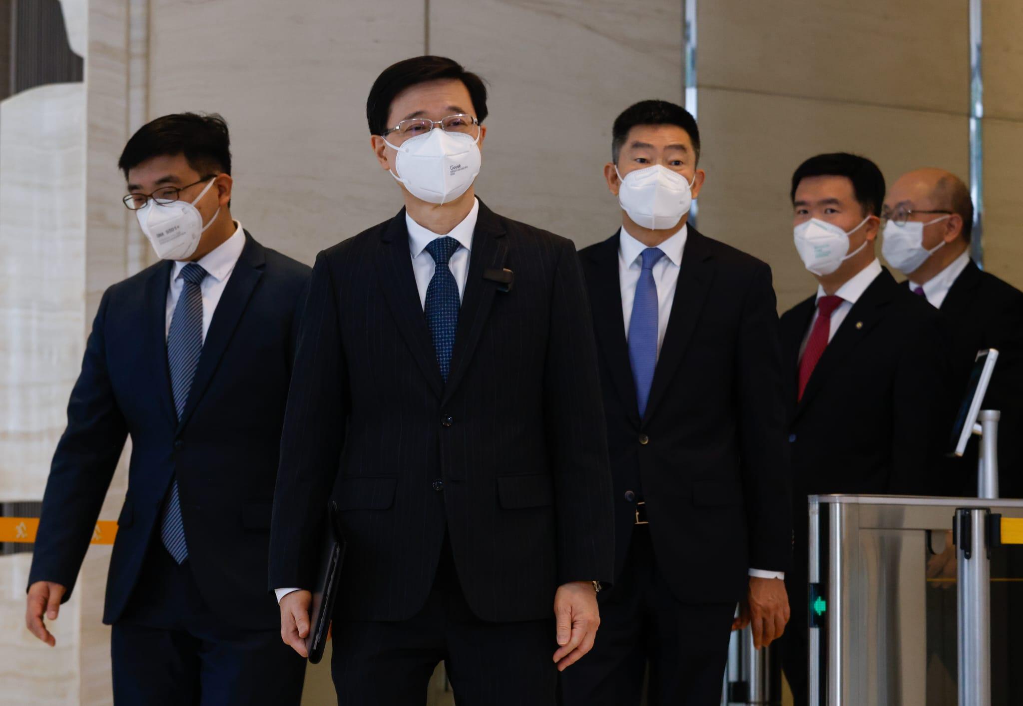 李家超今早會見香港中國企業協會代表。(蘇文傑攝)