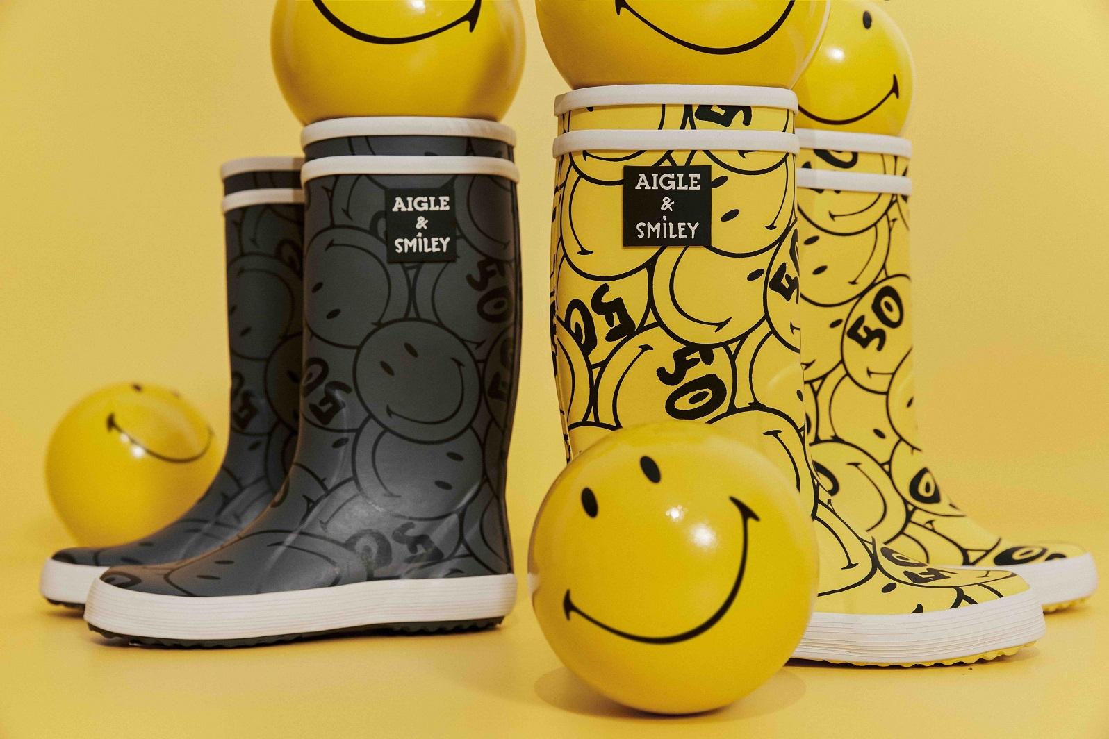 AIGLE x SMILEY 童裝橡膠靴 $550