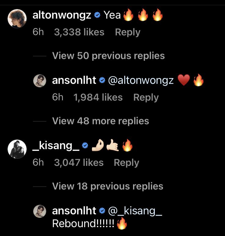 MIRROR 兄弟Alton 和 Anson Kong均有留言支持。