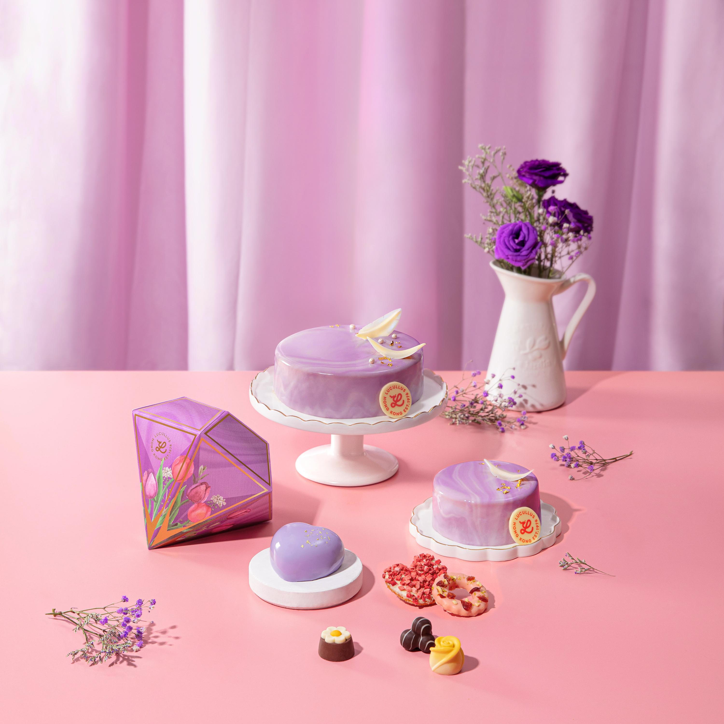 今年龍島母親節以紫色為主題,推出一系列母親節限定禮盒及蛋糕。