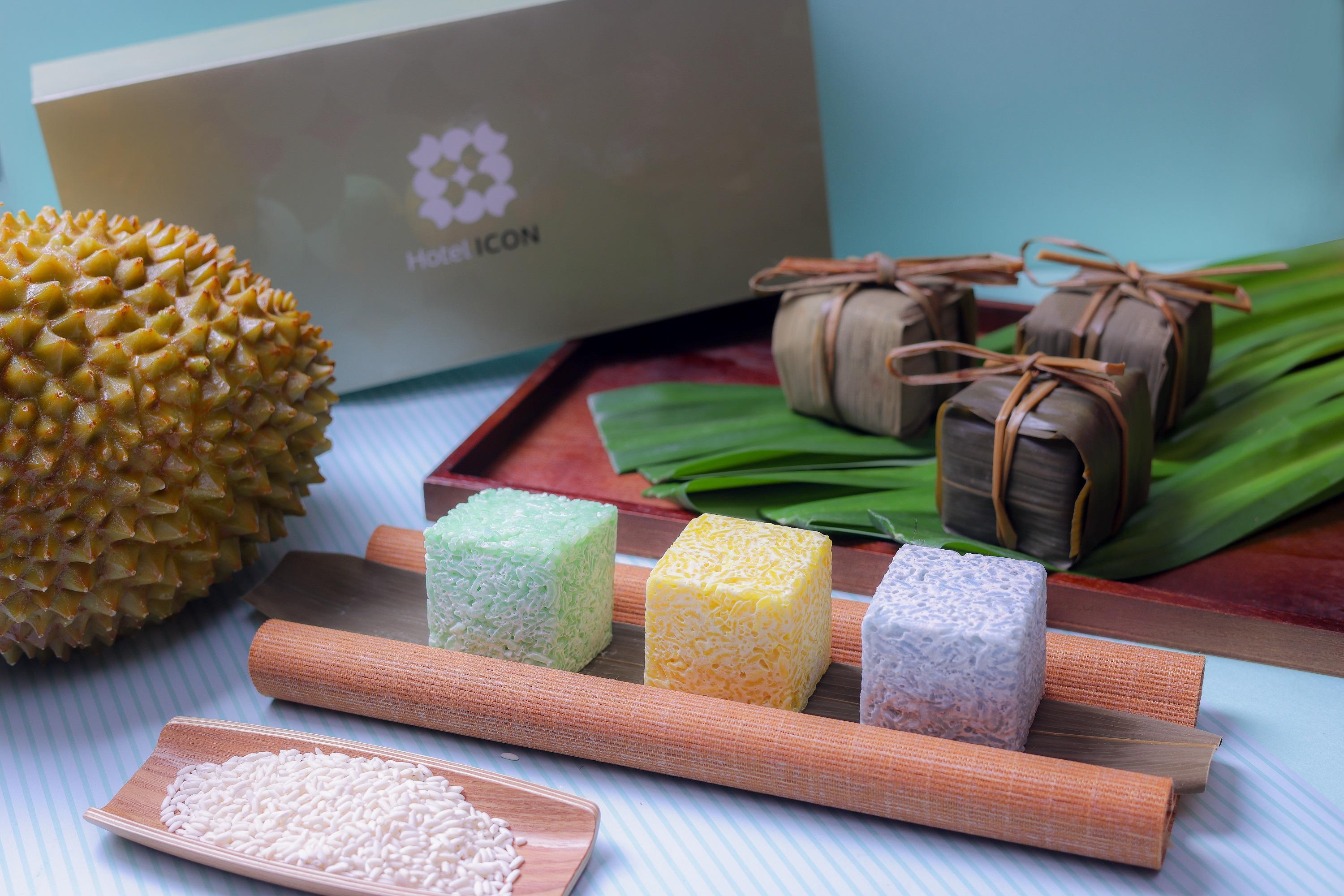 三色玲瓏榴槤咖央醬糯米糭