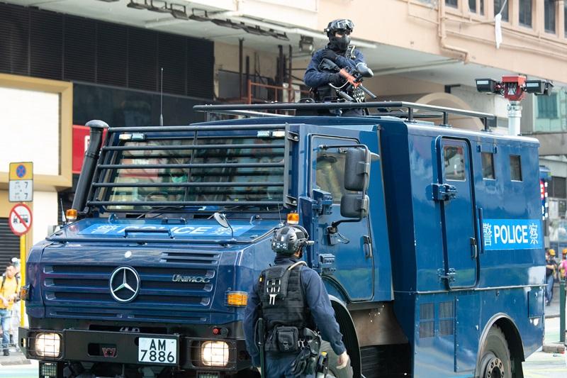 警隊現役的「銳武」裝甲車在2019年的反修例示威中頻繁出動。(資料圖片)