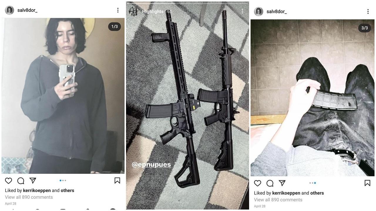 網上流傳懷疑槍手於上月曾在社交網站張貼槍械的相片。(Twitter)