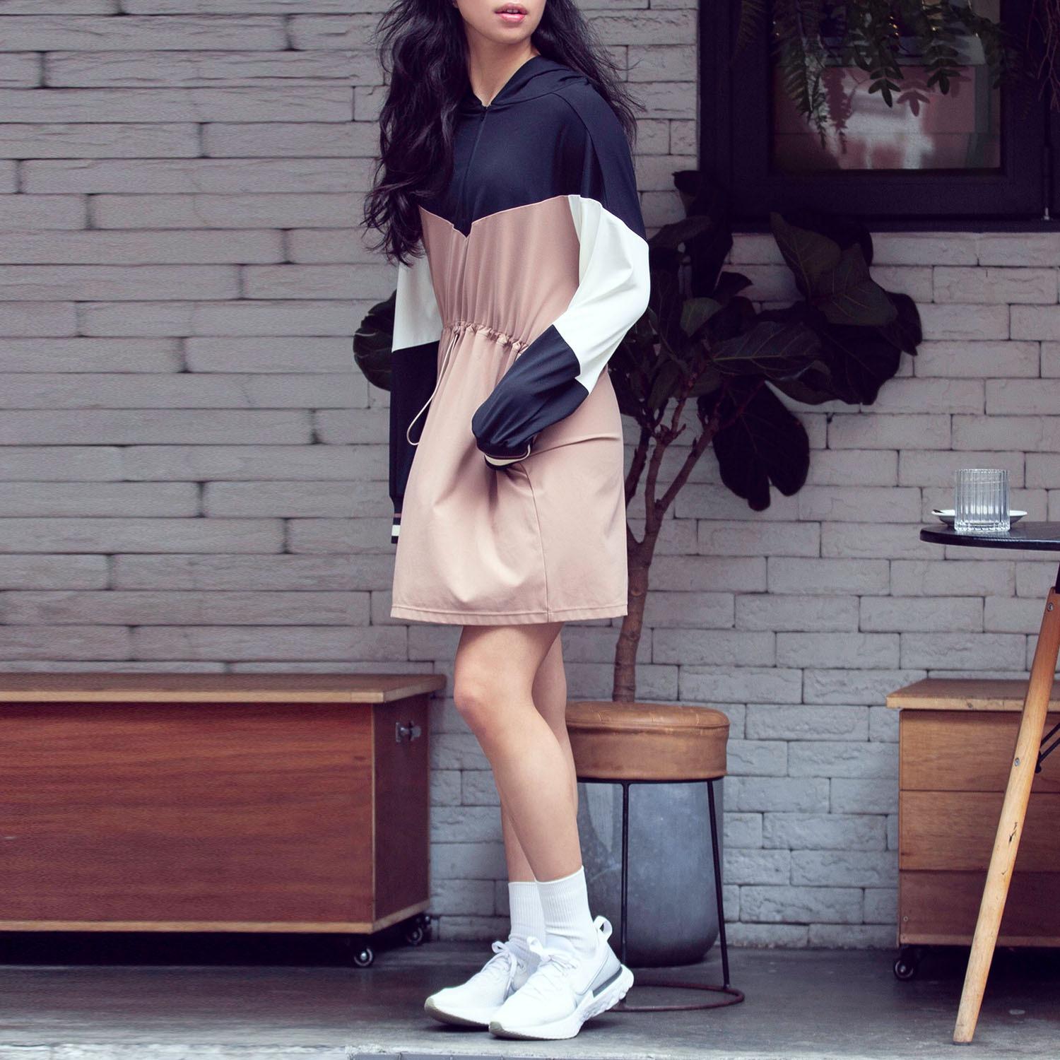 休閒連帽拼色連衣裙 $898