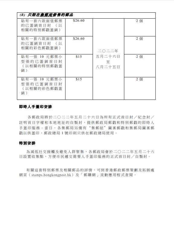 香港郵政發行「香港懷舊小食II」特別郵票 設計包括蛋撻格仔餅臭豆腐