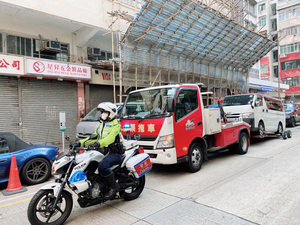 旺角警區打擊違泊等交通違例 發逾千張定額罰款通知書拖走6車