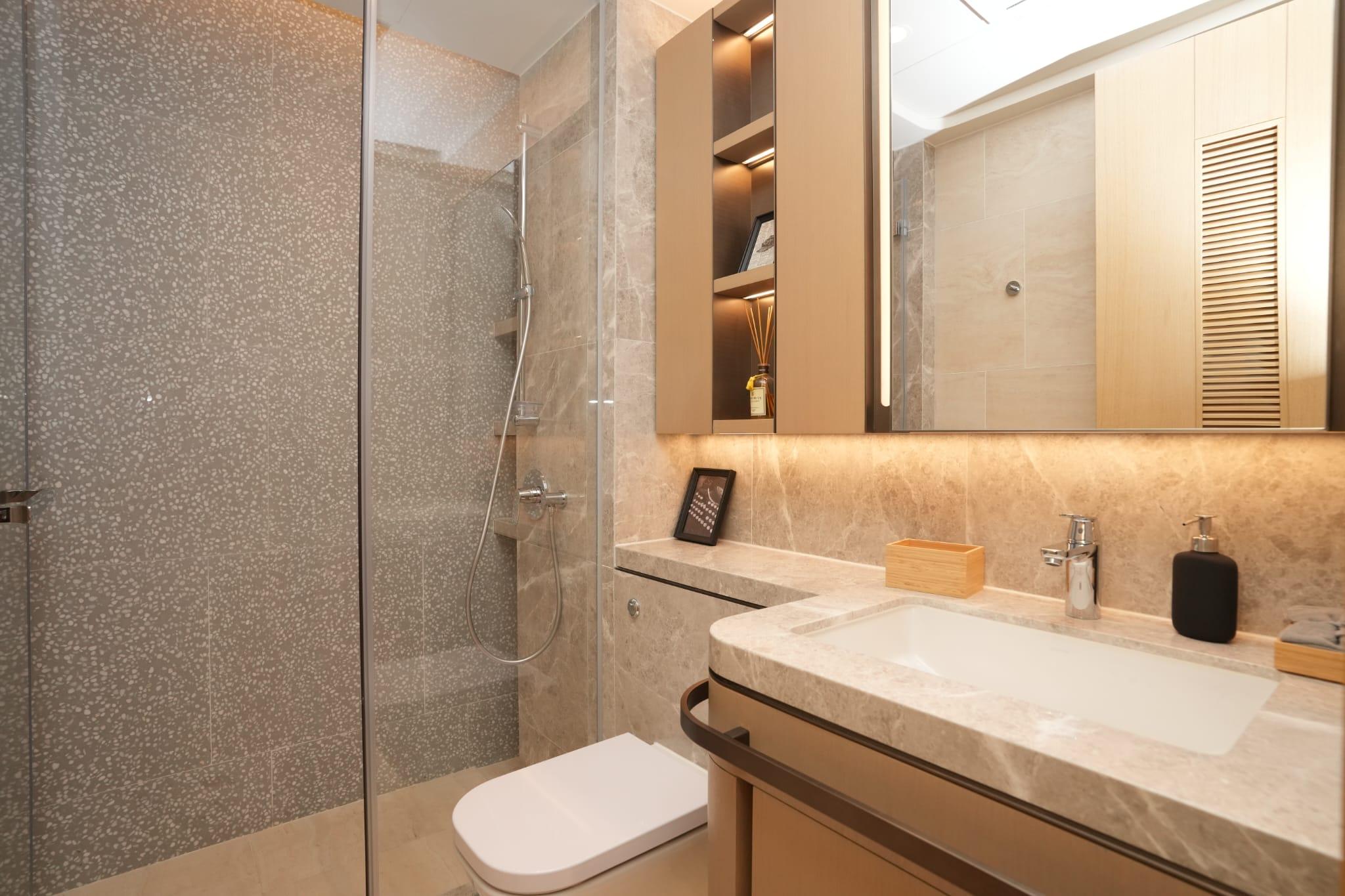 今日開放的瀚名一房示範單位為12樓A室,實用面積409方呎。