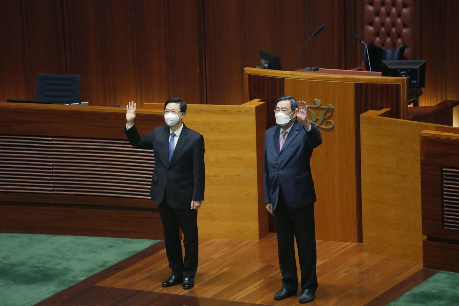 李家超與梁君彥會面。(林俊源攝)