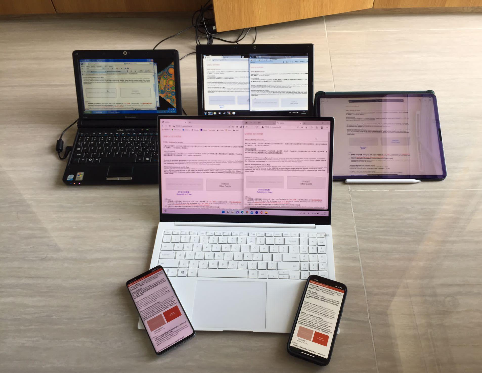 有粉絲用6部裝置同時排隊購票。