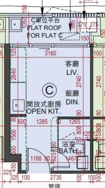 新加推的4號價單涉68伙,入場單位為5樓C室,實用面積180方呎,屬開放式間隔。