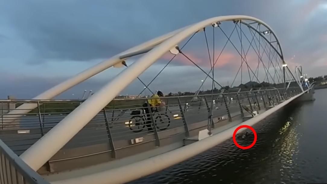 Sean Bickings游向遠處。(YouTube)