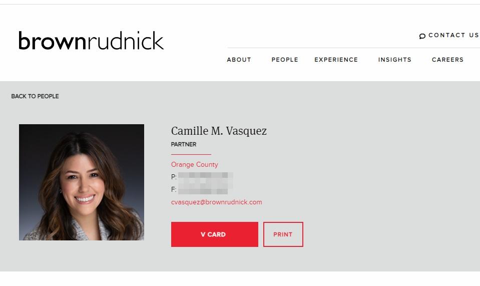 Camille Vasquez由associate擢升為公司的合夥人。(網上截圖)