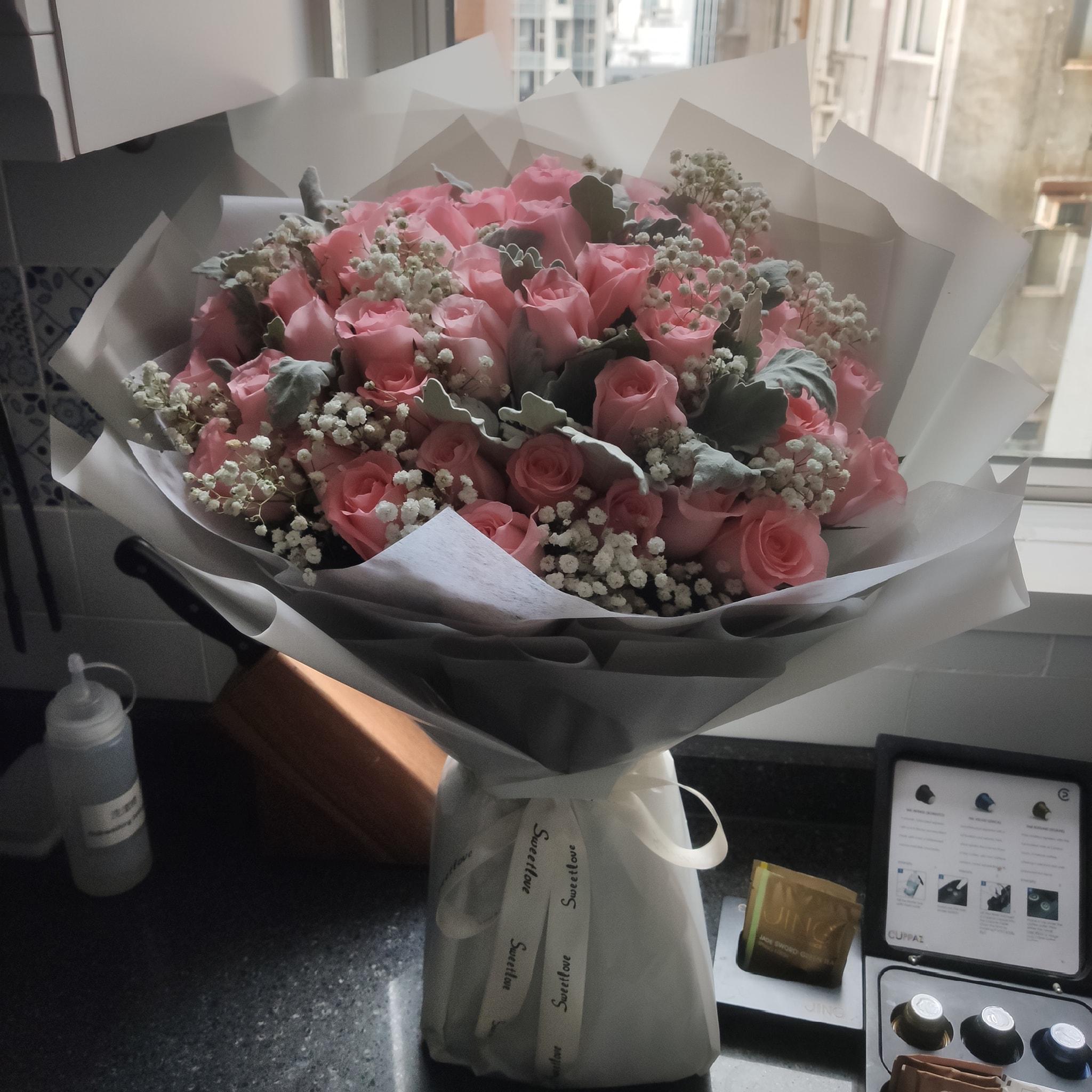 網友原先準備的求婚花束。(香港Staycation酒店交流谷)