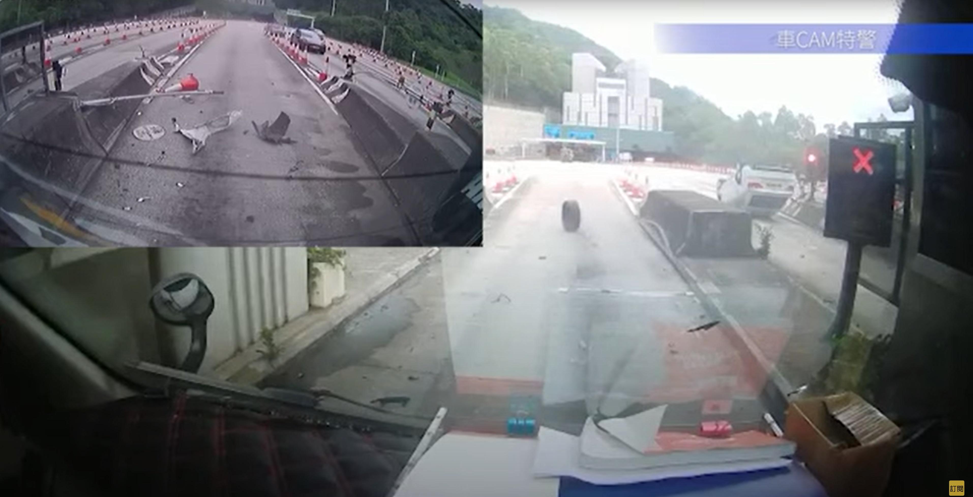 私家車其中一個輪胎飛脫,沿馬路一直滾動。