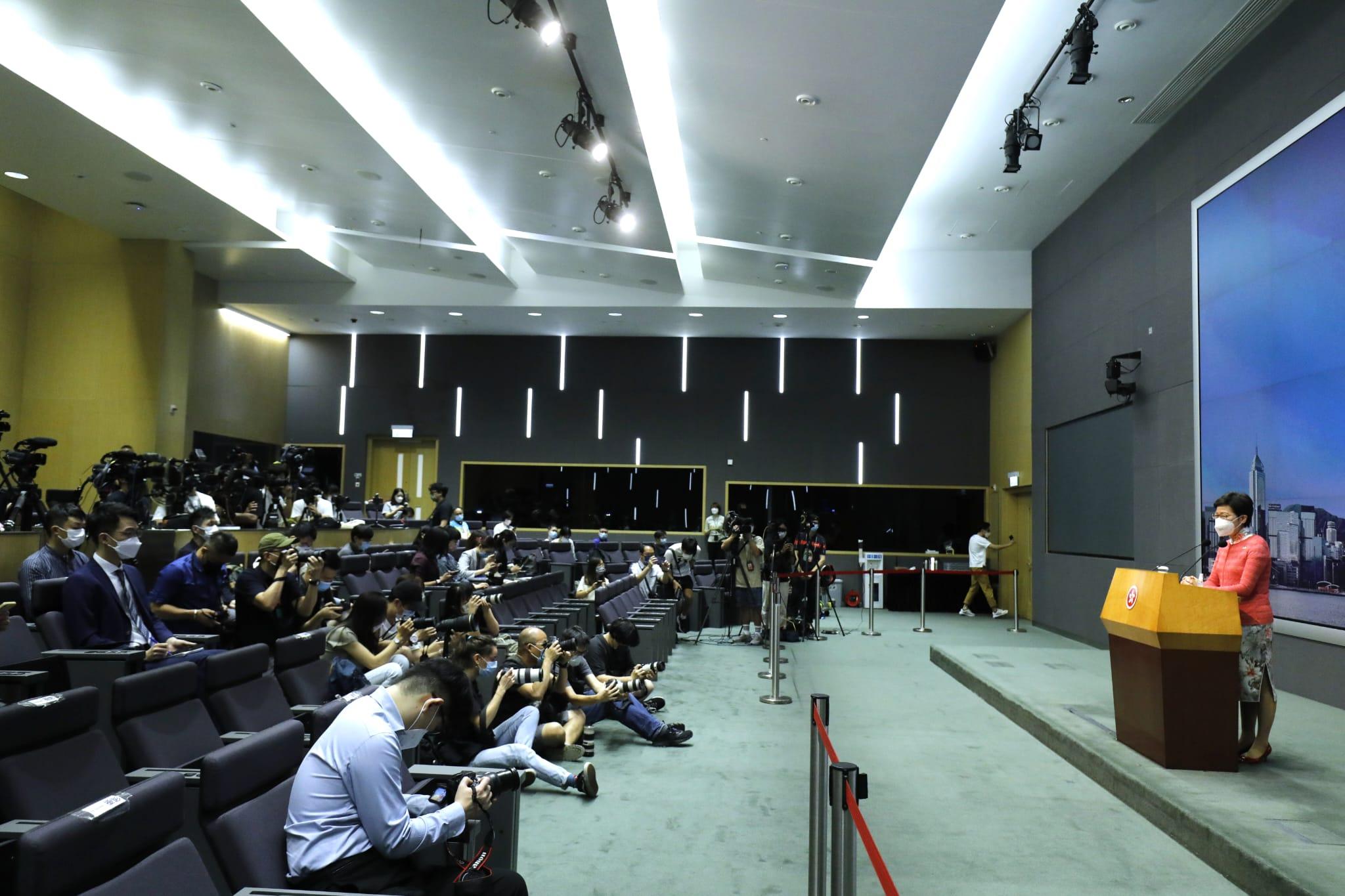 特首林鄭月娥出席任內最後一次行政會議。(林俊源攝)