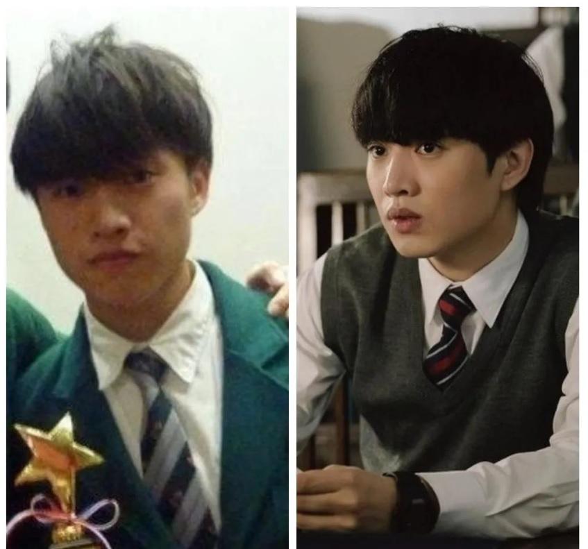 有紛絲貼出Jer的中學舊照與戲裡造型作對品,毫無違和感。