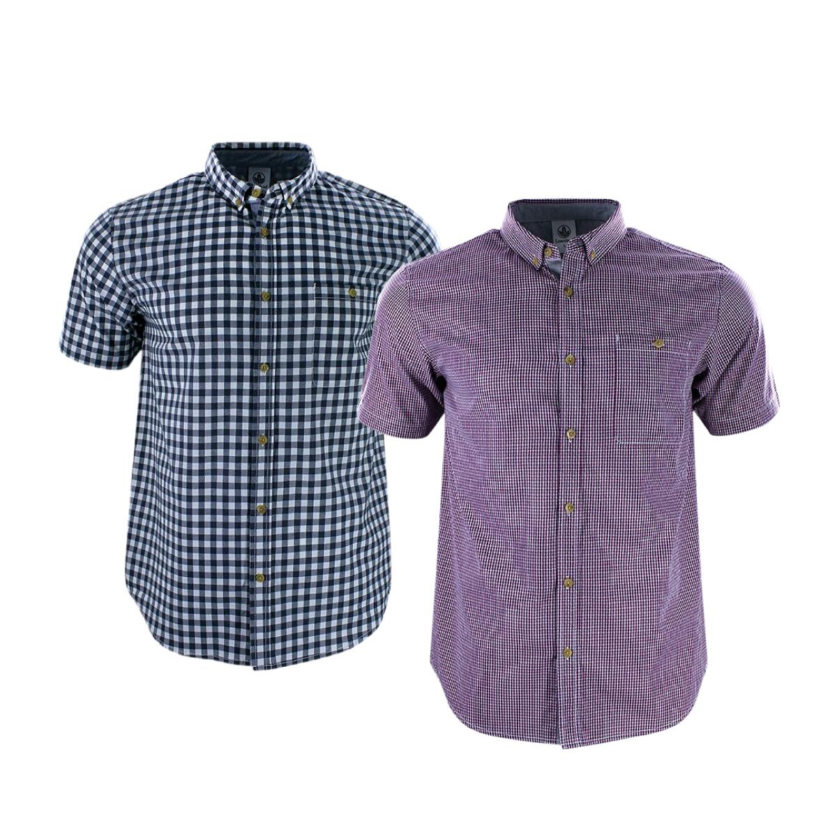 Leaveland男裝全棉短袖格仔恤衫 特價:$139/件