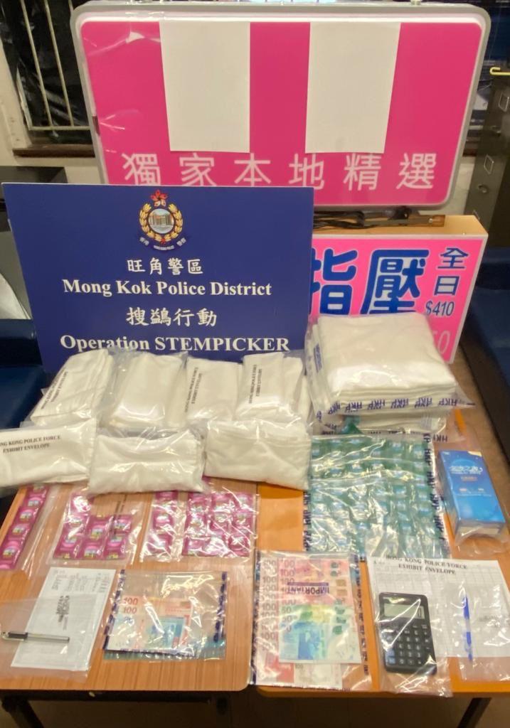 警方昨午旺角掃黃搗兩淫窟 拘兩男檢數簿避孕套