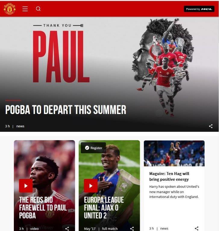 曼聯官網公布普巴月底離隊