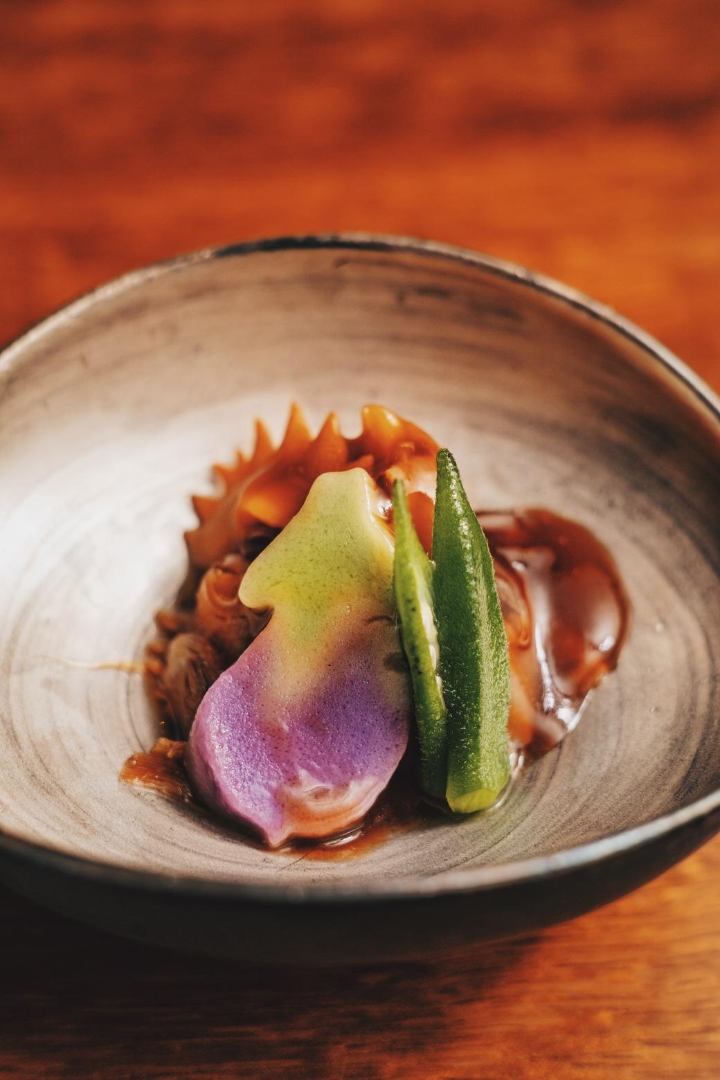 Slow cooked Tosaka (Comb) in crab meat sauce