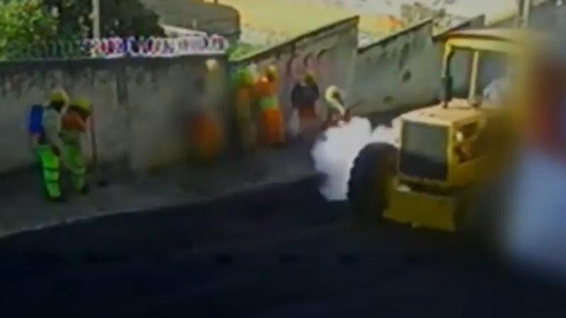 車呔上的鋼圈以高速射出,剛好擊中Davi的頸部。(YouTube)