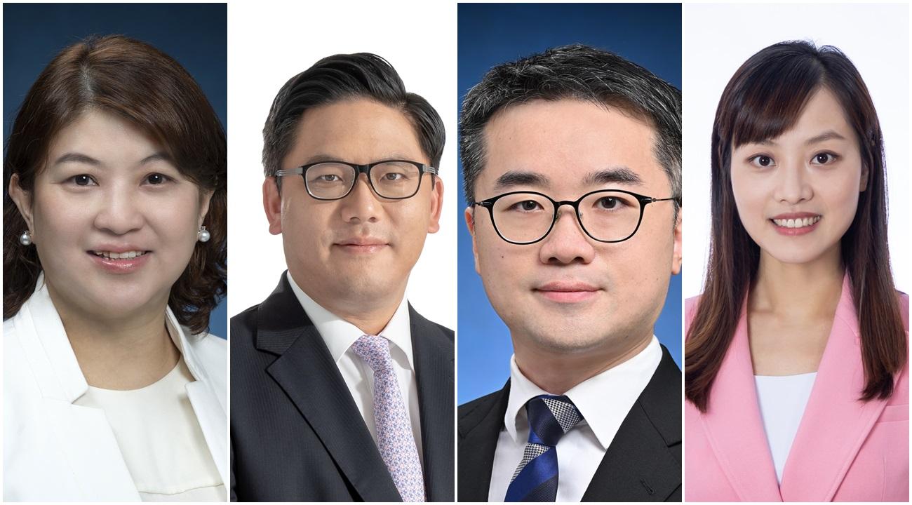 左起:醫務衞生局副局長李夏茵醫生、民政及青年事務局副局長梁宏正、教育局副局長施俊輝、創新科技及工業局副局長張曼莉。