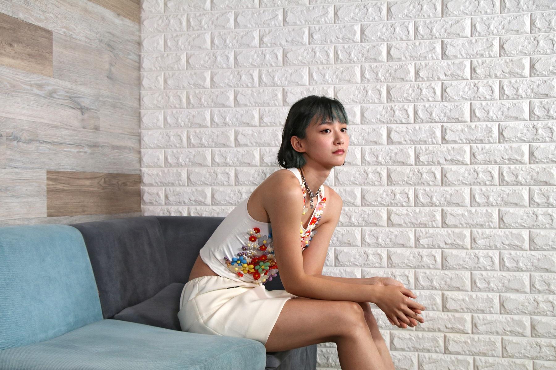 Angela擁有模特兒身形。(林俊源攝)