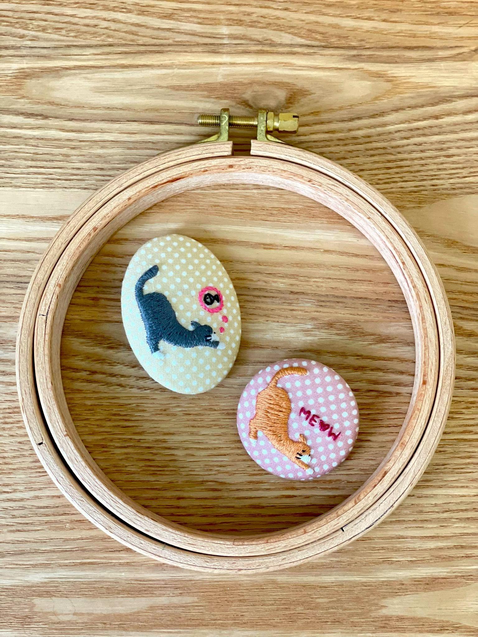 慵懶貓刺繡襟章工作坊