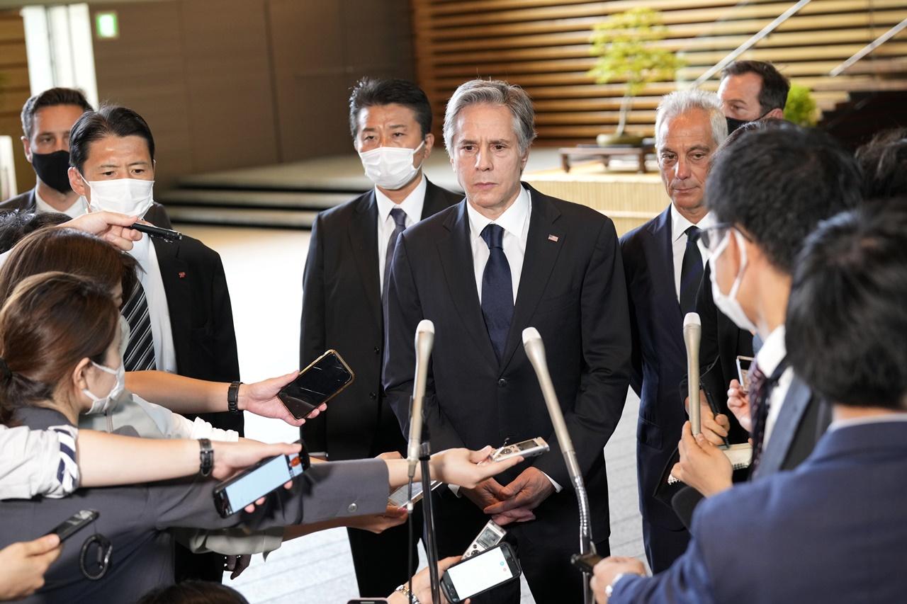 布林肯指,安倍晉三在位時將兩國關係推至新高度,美國視他為難得一見及有遠見的人物。(AP)