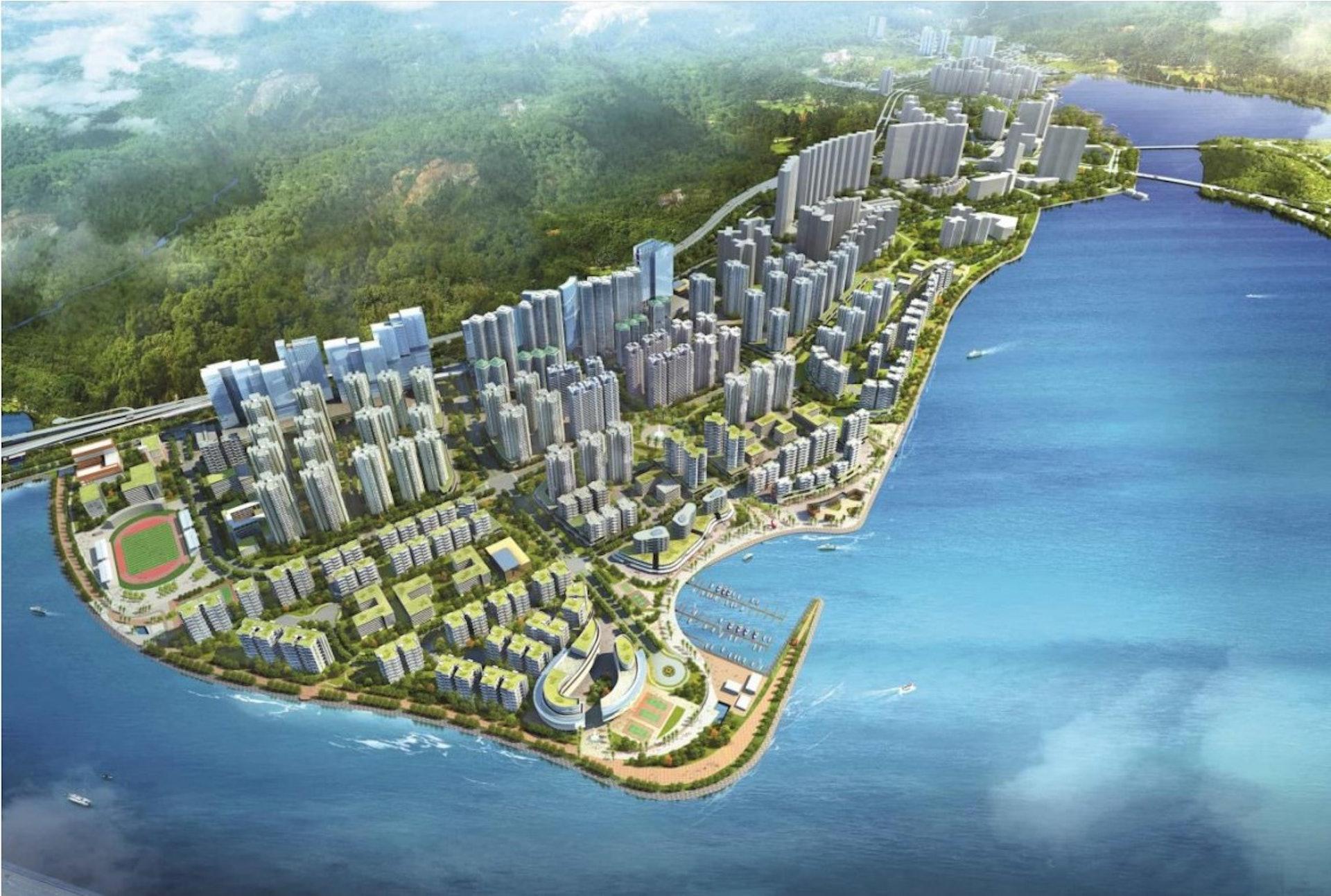 東涌填海區模擬圖。(城規會文件)