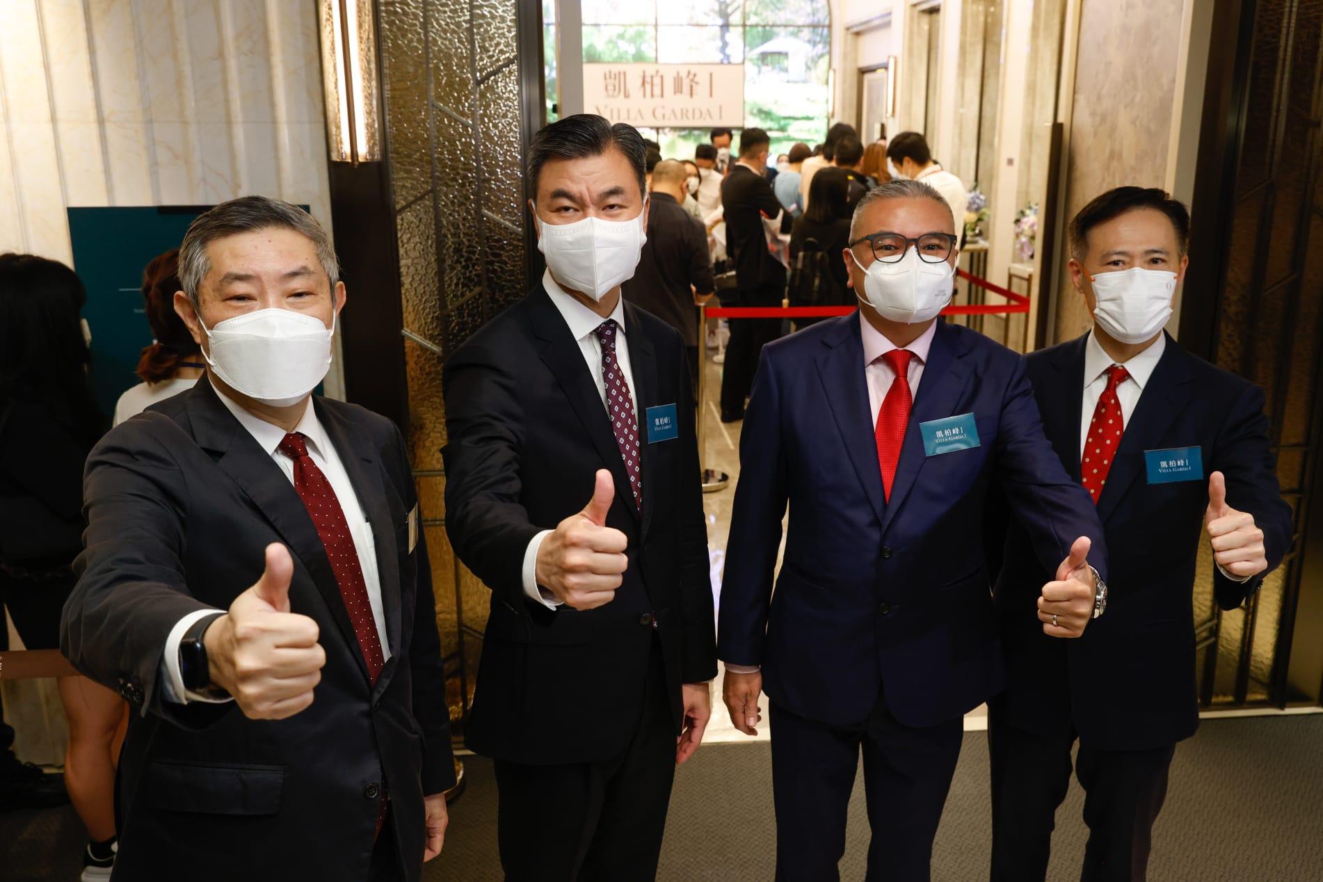 (左起)信置楊文、招商局置地黃競源、嘉華温偉明及信置田兆源。(蘇文傑攝)