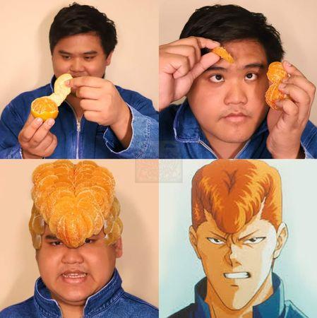 泰國網紅「Lowcostcosplay」搣橙皮扮成桑原夠晒經典。