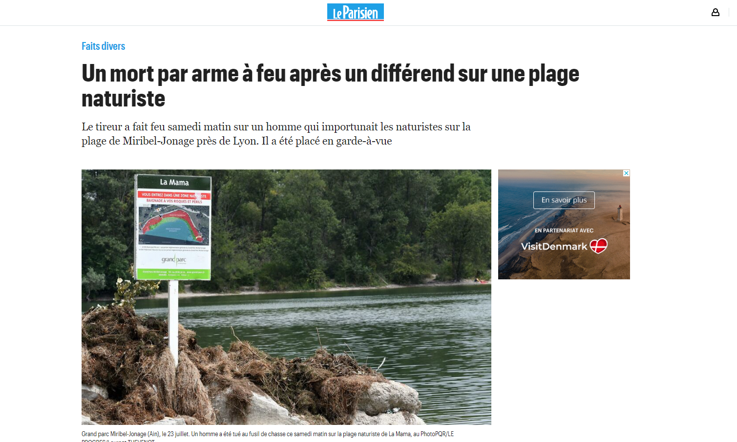 法國《巴黎人報》報道天體沙灘命案。(互聯網)