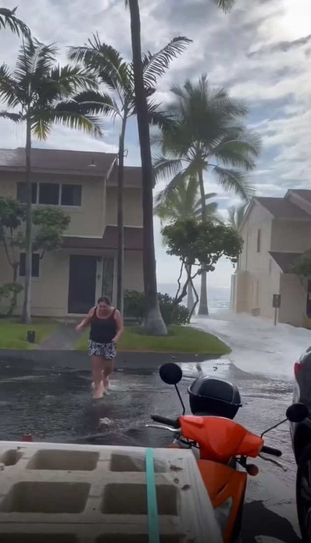 夏威夷亦有民居被巨浪撲襲。(互聯網)