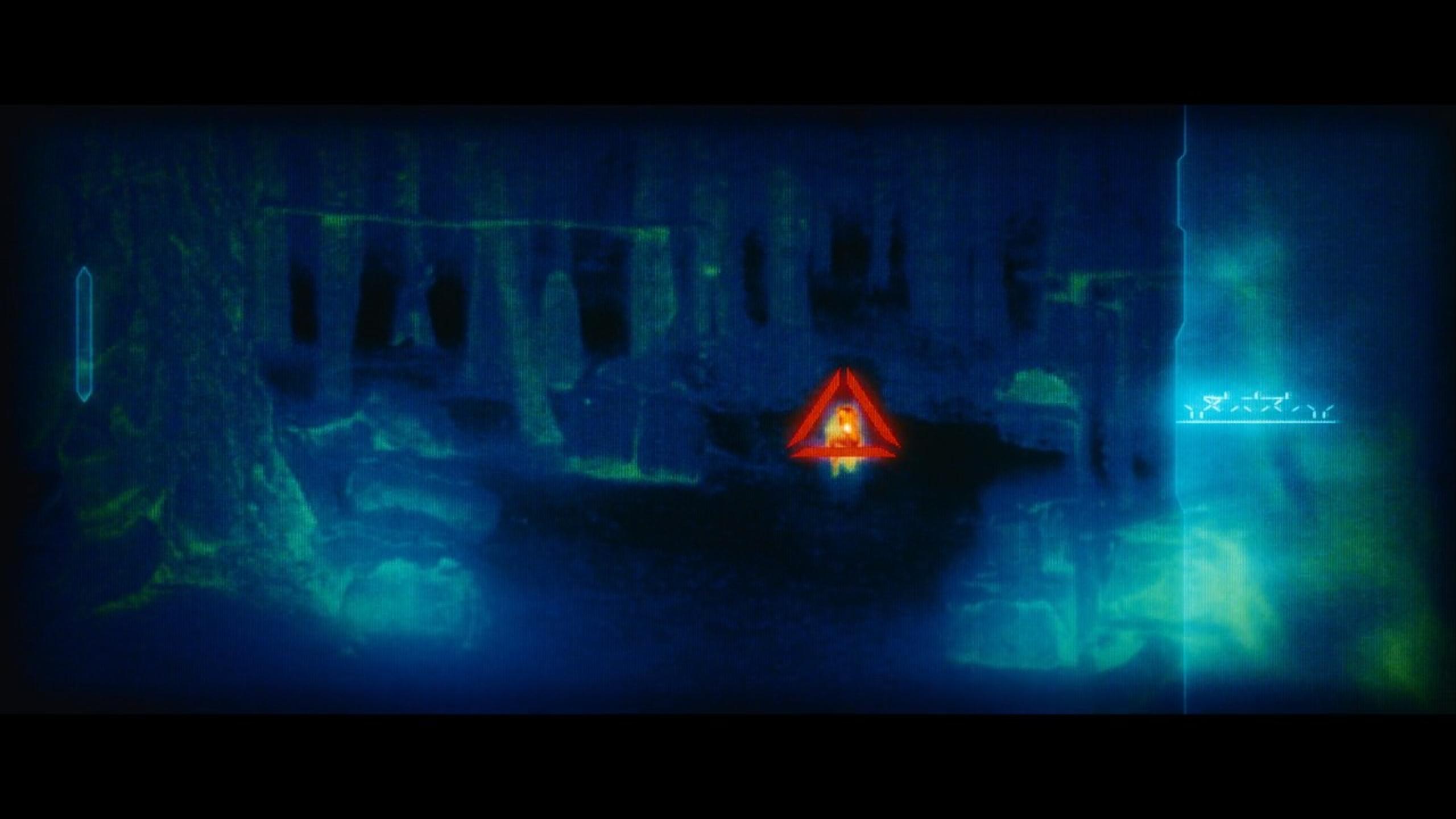 鐵血戰士能進行紅外線探測。(《鐵血戰士 狩獵追擊》劇照)