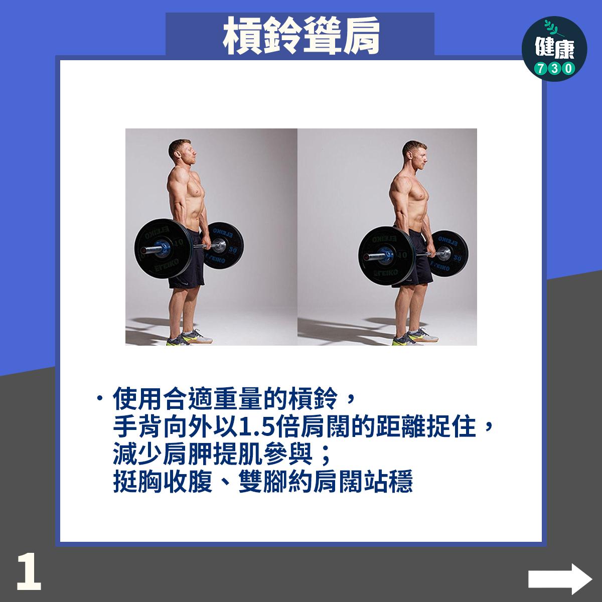 背肌訓練|槓鈴聳肩Barbell Shrug Behind The Back(am730製圖)