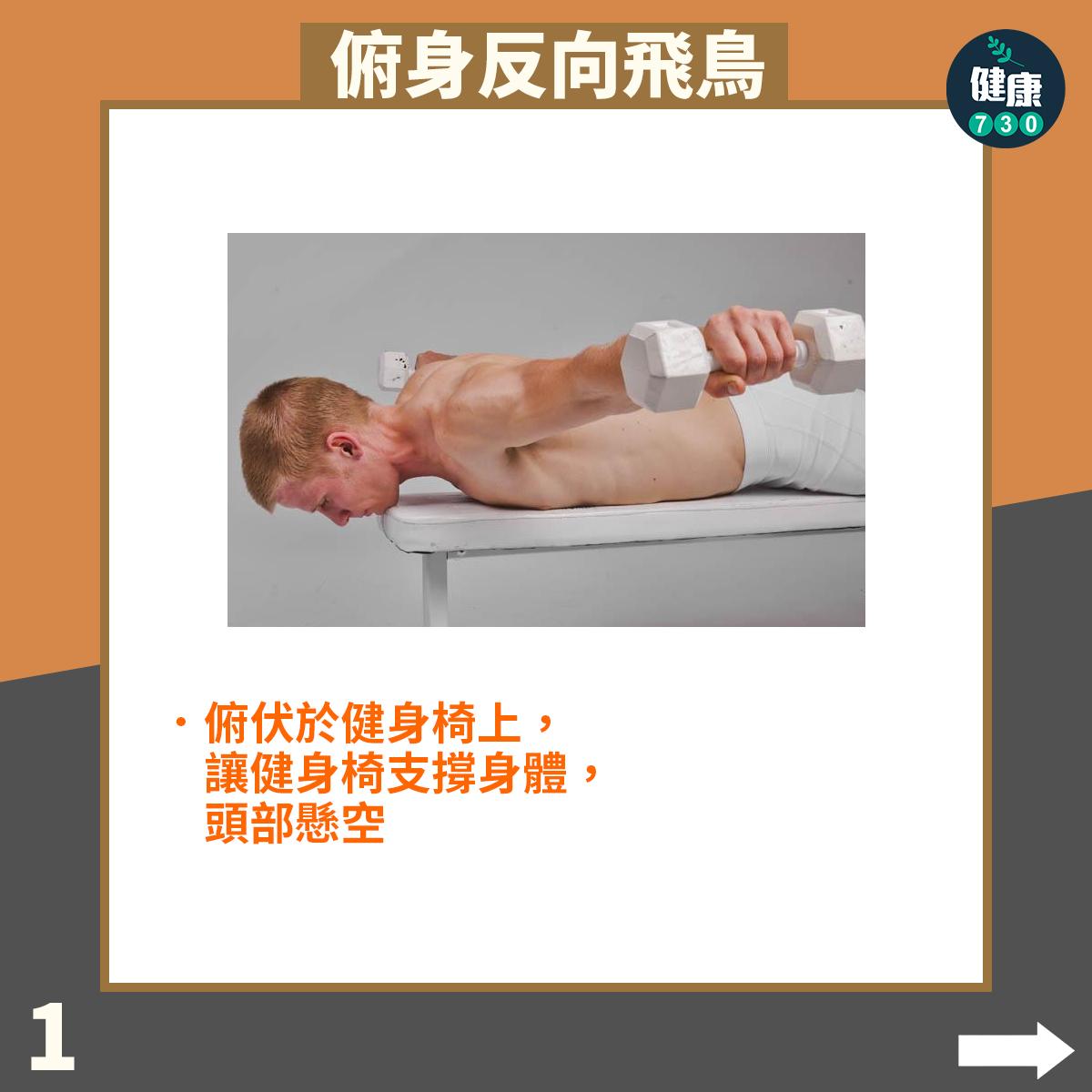 俯伏於健身椅上,讓健身椅支撐身體,頭部懸空