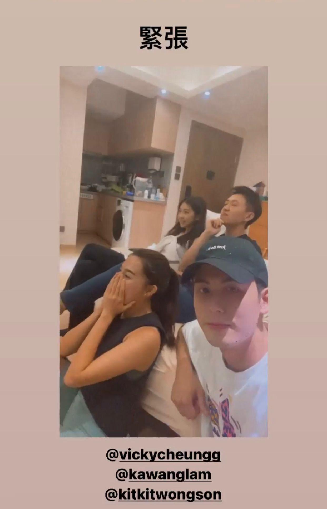 嘉宏、Vicky、Stan及Yan Yan昨晚打完邊爐再睇《戀愛Staycation》。