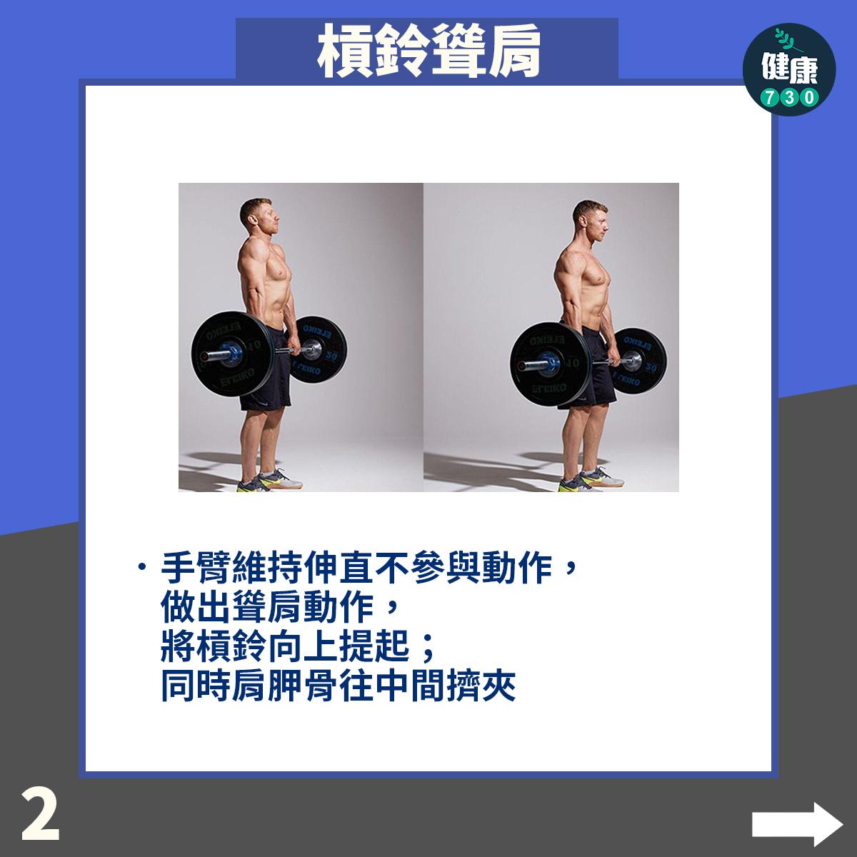 背肌訓練|槓鈴聳肩Barbell Shrug Behind The Back(am730製圖)