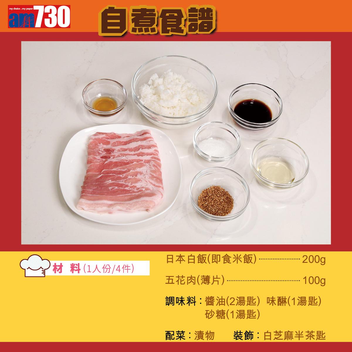 簡易食譜│肉卷飯糰材料(am730製圖)