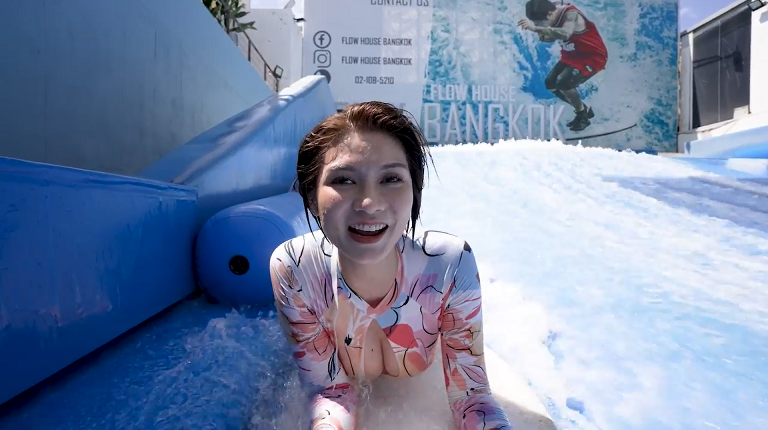 沙律挑戰人造衝浪。