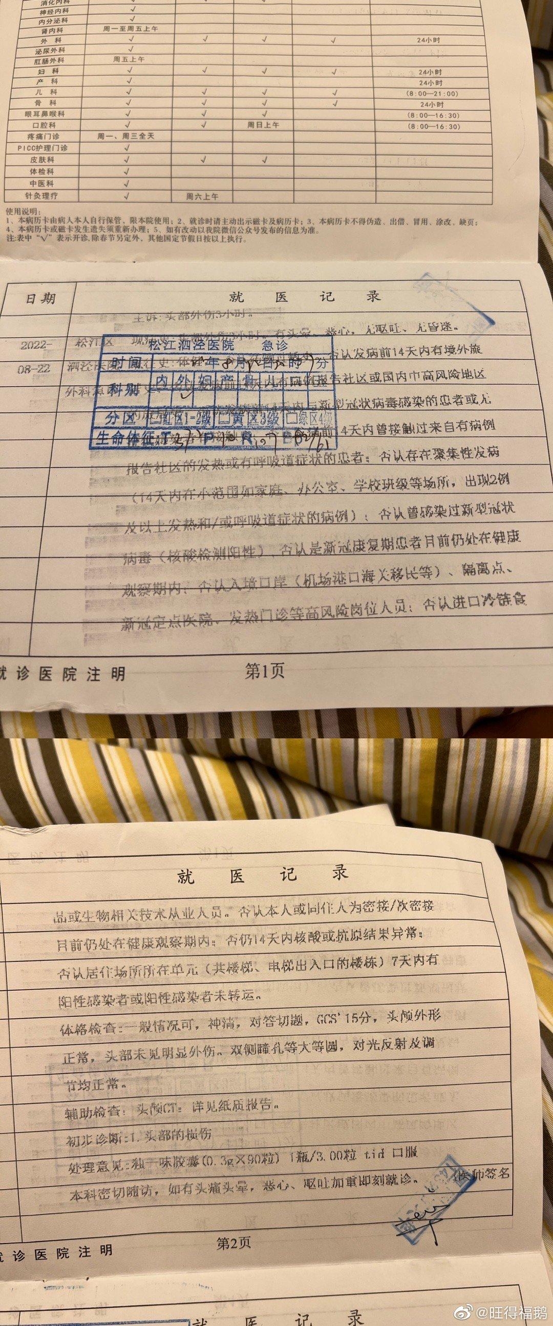 女事主第一次驗傷結果。(互聯網)